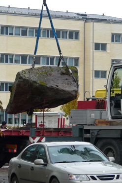 A boulder size of a car.