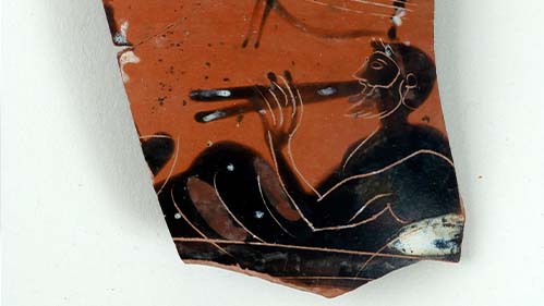 fragment painted with a black figure