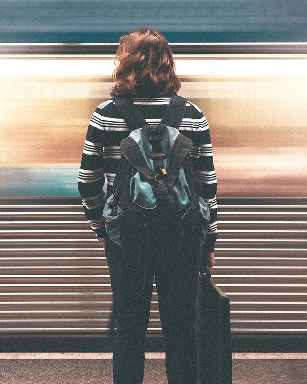 A person waiting for a train