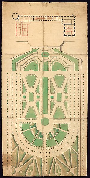 Hårlemans planritning för Botaniska trädgården från 1744