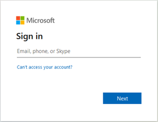 Microsoft sign in window.