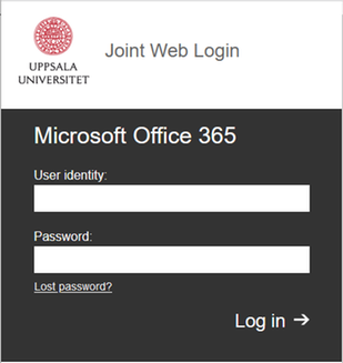 Joint Web Login window for Microsoft Office 365.