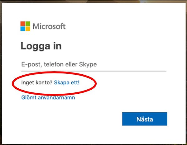 Microsoft-konto inloggningsfönster.