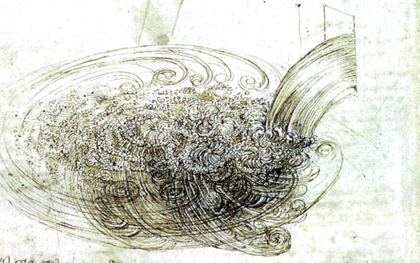 Painting by Leonardo da Vinci of whirpools of water.