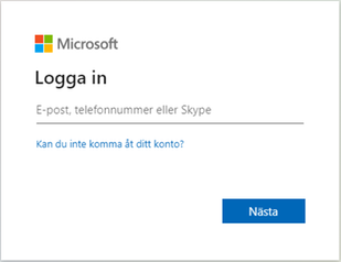 Microsoft inloggningsruta.