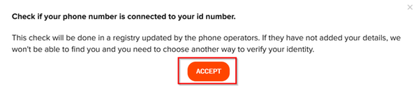 A message: Check if your phone number is connected to you id number. This check will be done in a registry updated byt the phone operators. If they have not added your details, we won't be able to find you and you need to choose another way to verify your identity.