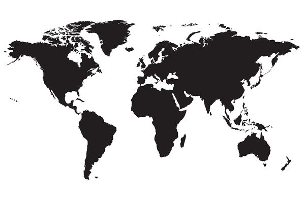 Världskarta i svartvitt